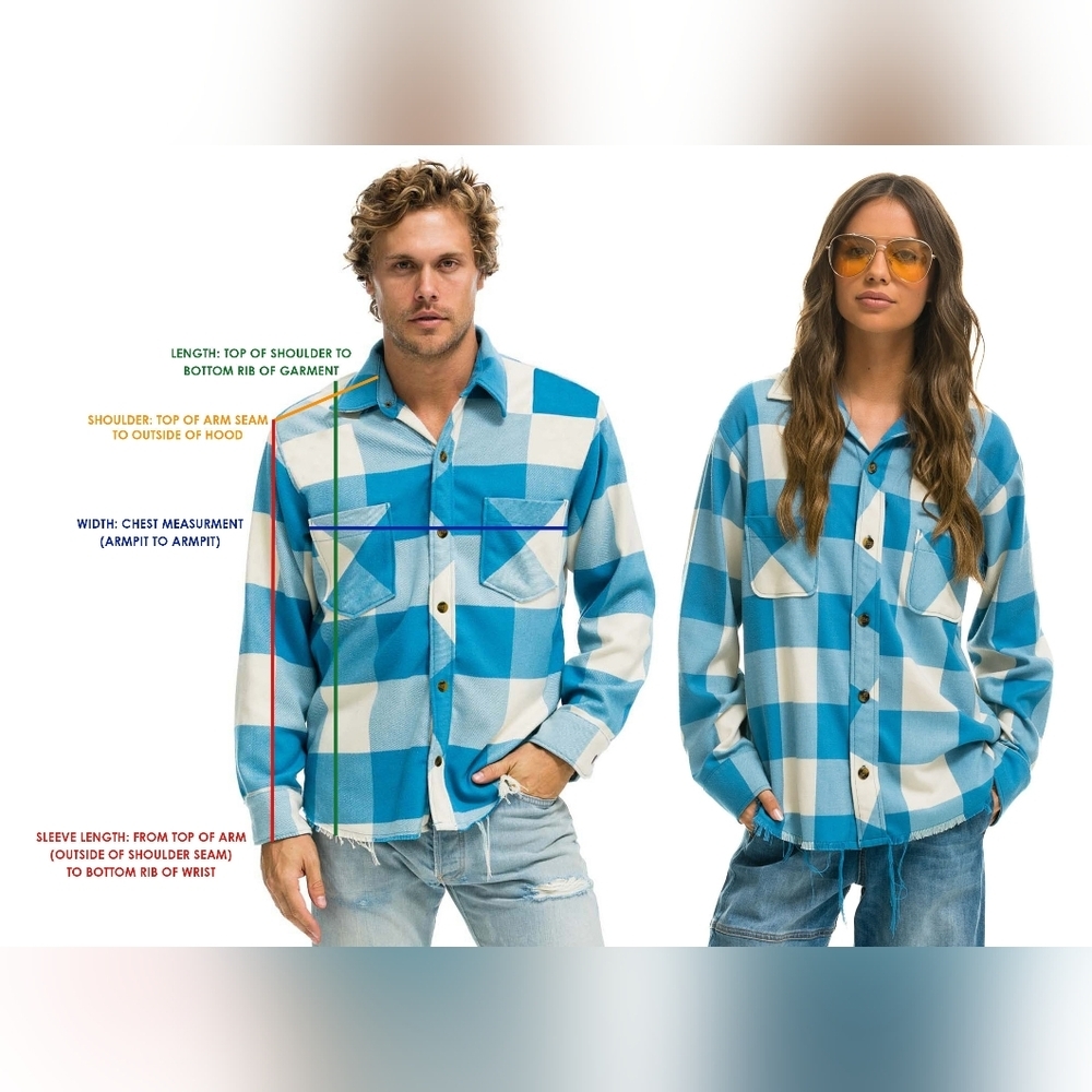 Aviator Nation Blue and White Plaid Flannel Button Down Shirt M - Picture 2 of 7